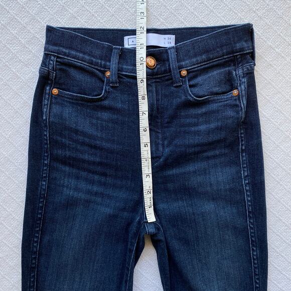 AYR The Riser High Rise Skinny Jeans Dark Wash Raw Hem Women’s W26 L28 LA Made - Picture 13 of 14